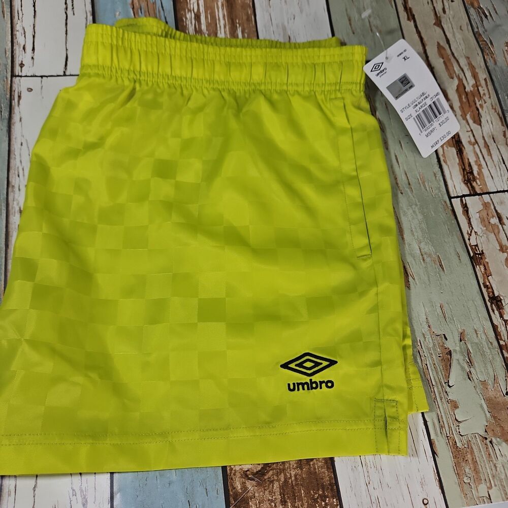 Size XL Umbro Premier Women’s Shorts 90s Checkered Nylon Soccer Retro Neon 80s - Picture 2 of 10